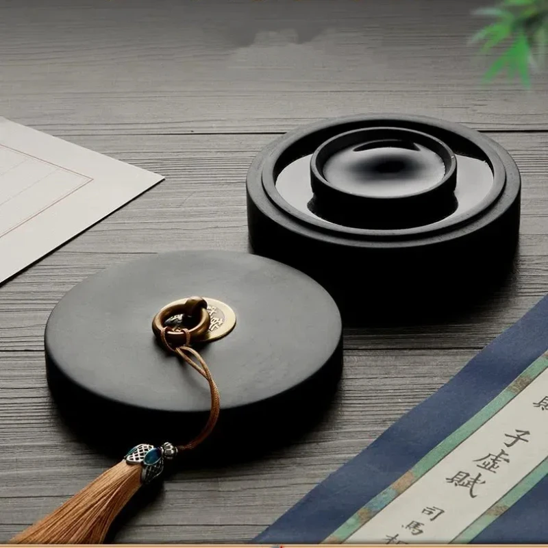 Chinese Style Inkstone Double Circle Inkstone Calligraphy Writing Inkstone Creative Ink Cartridge Chinese Painting Supplies