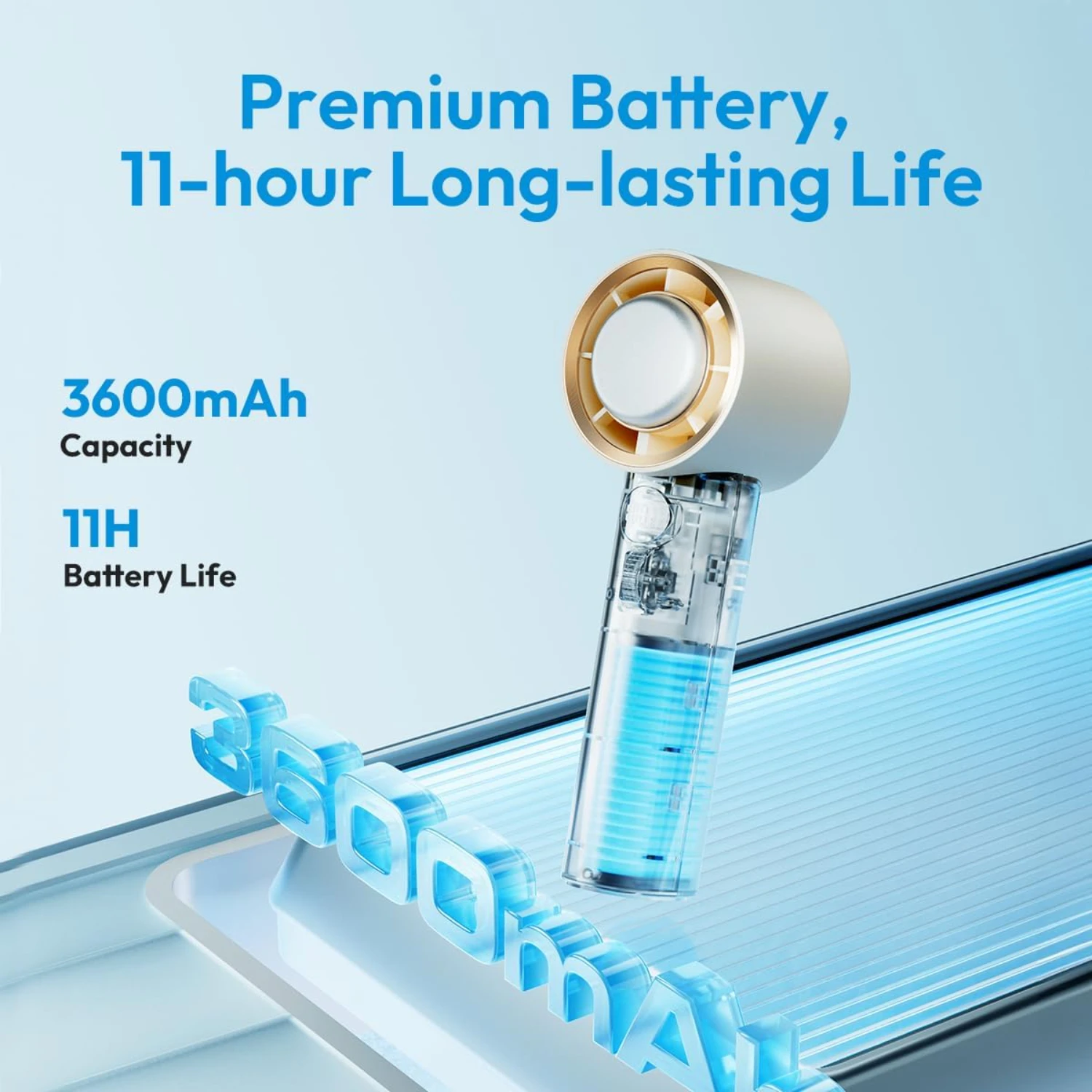 พัดลมมือถือแบบพกพาแบบชาร์จไฟได้พร้อมดีไซน์เทอร์โบ - เหมาะสําหรับผู้ชายและผู้หญิงขณะเดินทาง - เหมาะสําหรับการตั้งแคมป์และการใช้งานกลางแจ้ง