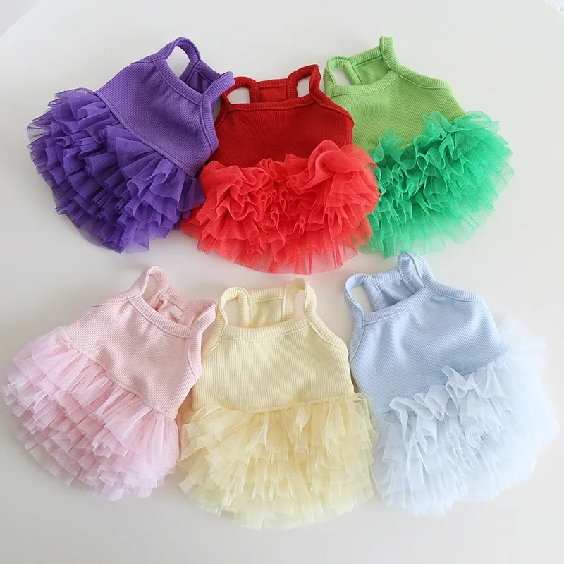 Cute Dog Dress for Small Dogs Girl Birthday Puppy Clothes Summer Dog Outfits Mermaid Tail Princess Pet Tutu Ballet Flullet Skirt