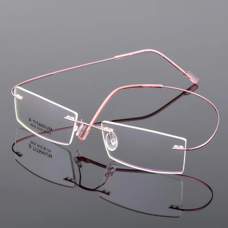 Lightweight Rimless Glasses Small Frame Memory Titanium Eyeglasses 5018 Spectacle Prescription -0.5 -1 -1.5 -2 -2.5 -3 -4 -5