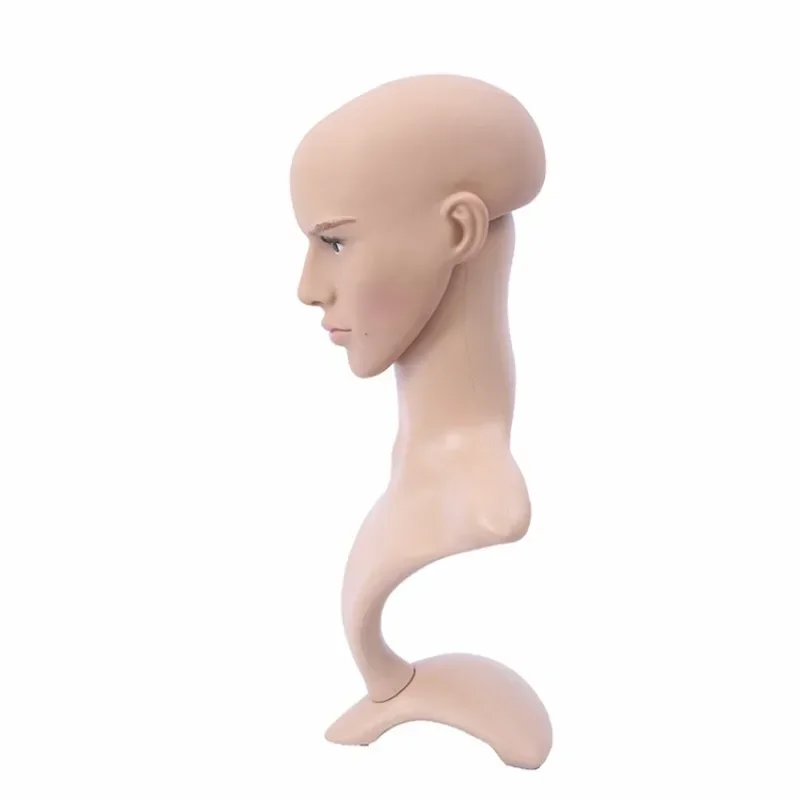 HOT SALE Male mannequins head cheap flexible PLASTIC makeup mannequin head could wear 100%human hair mannequin head