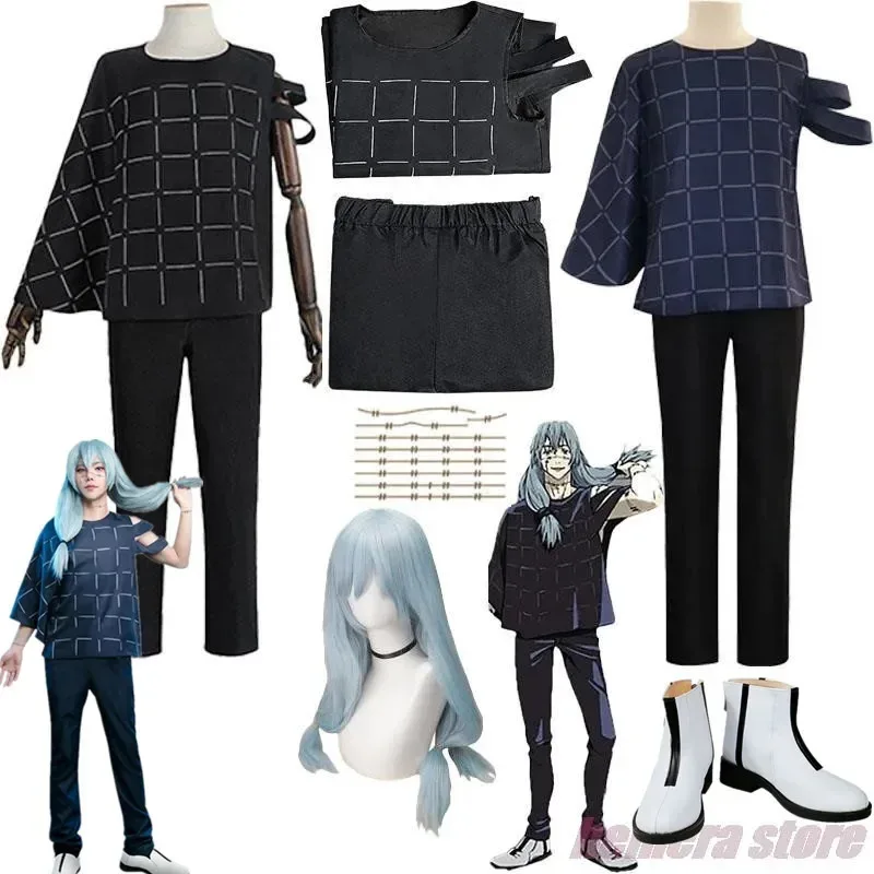 Jujutsu Kaisen Mahito Cosplay Costumes Anime Wig Top Pants Suit Halloween Costume For Men Carnival Party Role Play Wigs Props