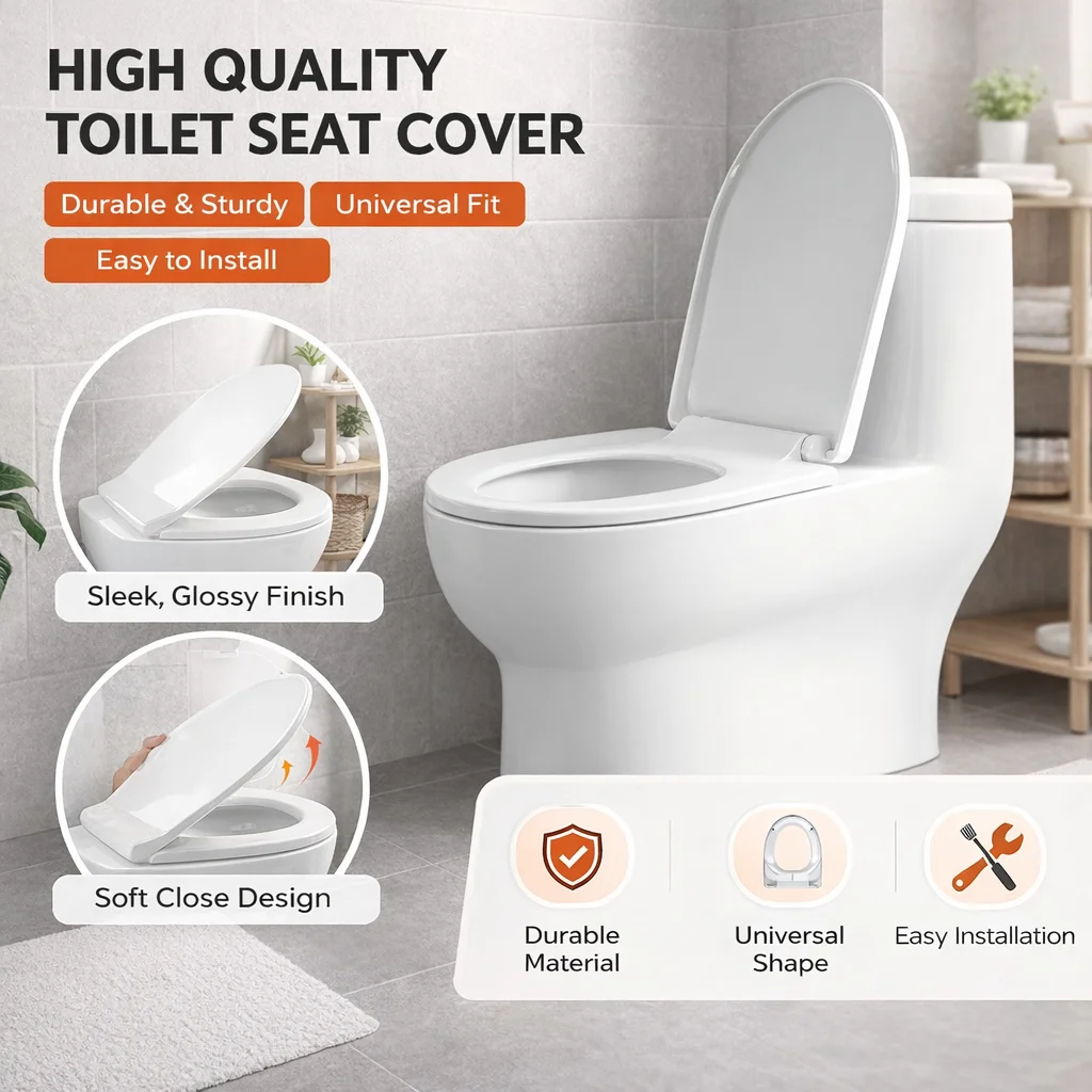 

Modern Toilet Seat Cover Thickened Soft Close Universal Bathroom Lid Replacement
