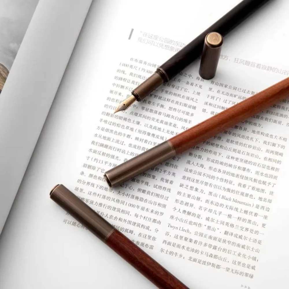 

New Luxury Retro Fountain Pen Wood Bronze Business Writing Ink Pens 0.5mm Art Calligraphy School Student Stationery Office Gifts