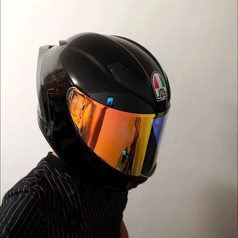 Casco de motocicleta de cara completa, casco Unisex con alerón grande, aprobado por DOT, casco Original dgL negro brillante