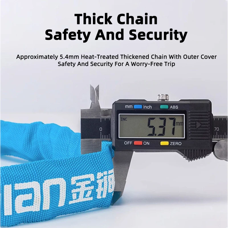 JINJIAN Bike Chain Lock 4 Digit Code Bicycle Lock With 2 Keys Electric Vehicle Lock Outdoor Anti-theft Portable Chain Lock Reinf