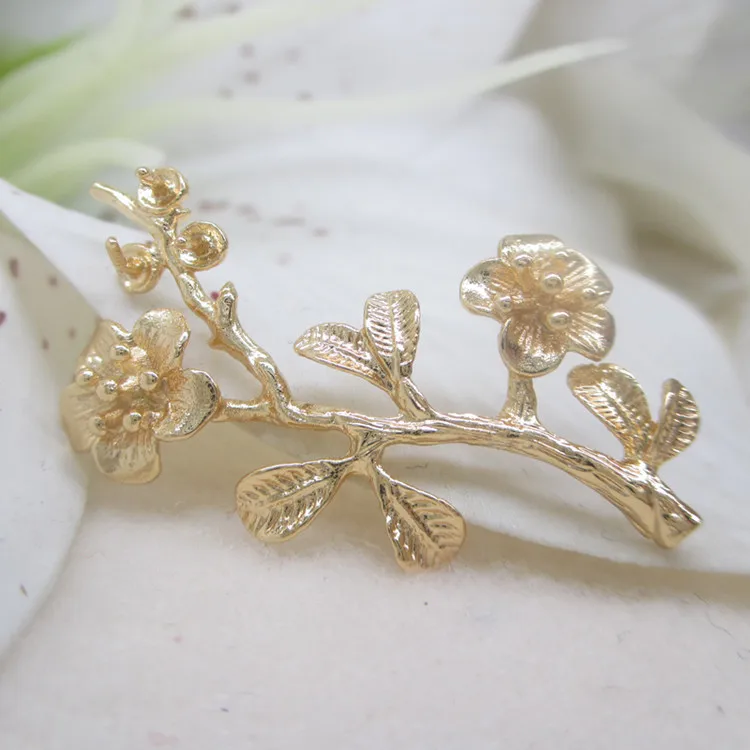 

150PCS Platinum Color Length 33MM Brass Flower Branch Charms Pendants High Quality Jewelry Findings Accessories