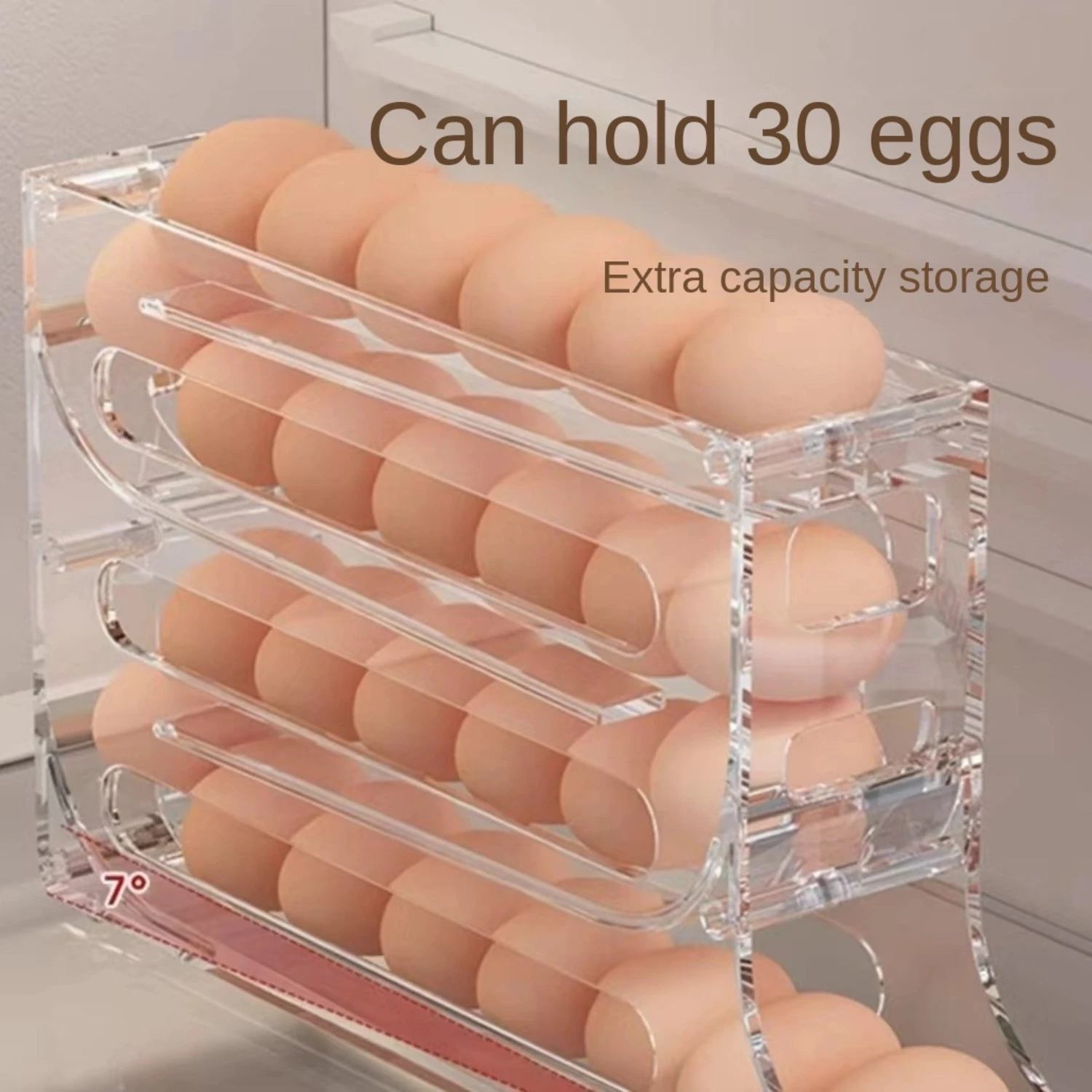 Clutter-Free Large Capacity Automatic Rolling Egg Dispenser For Refrigerator - Easy-Access, Space-Saving Plastic  Solution Mixer