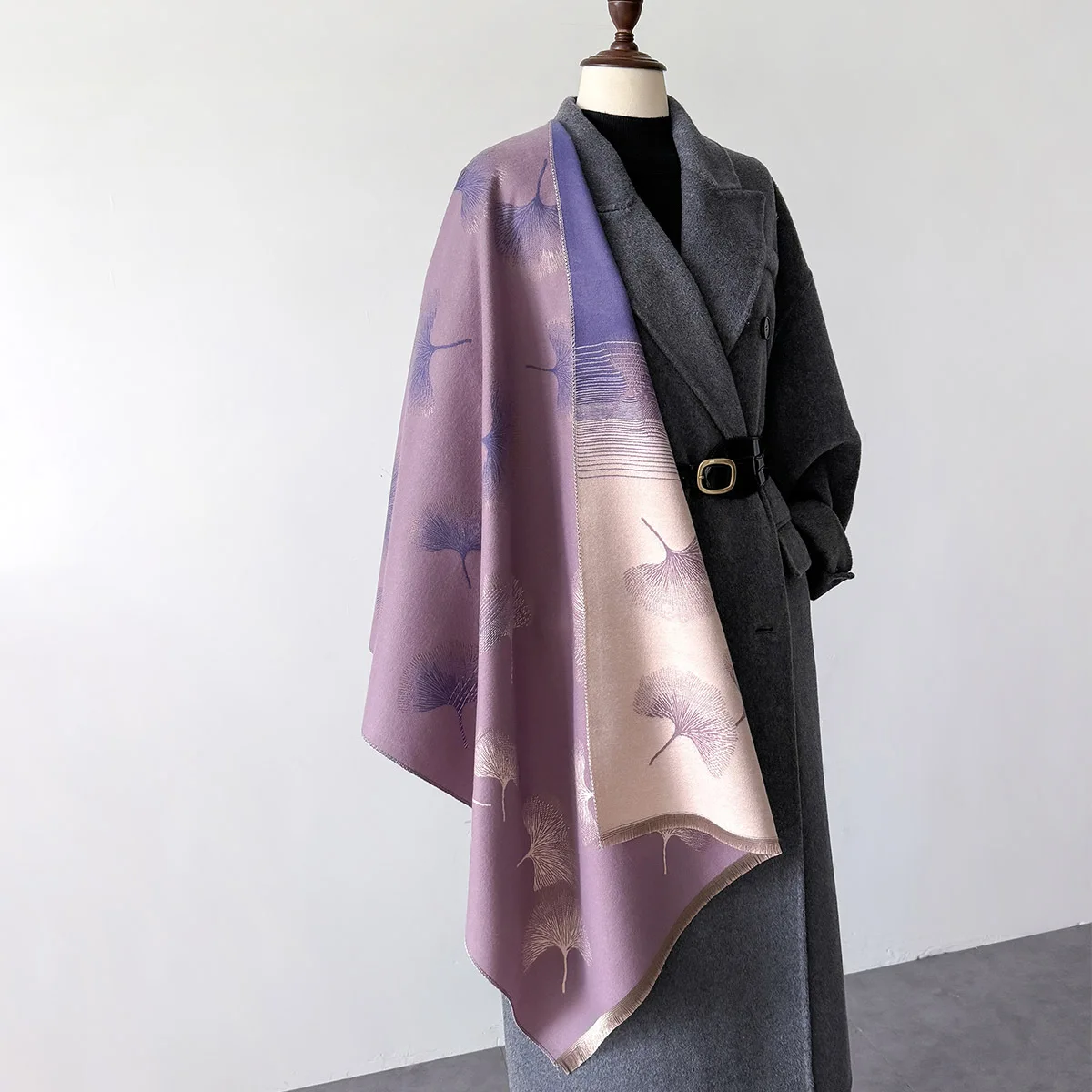 2024 New Luxury Cashmere Scarf Women Floral Leaf Print Warm Large Thick Winter Autumn Wrap Shawls Lady Pashmina Bufandas Outdoor