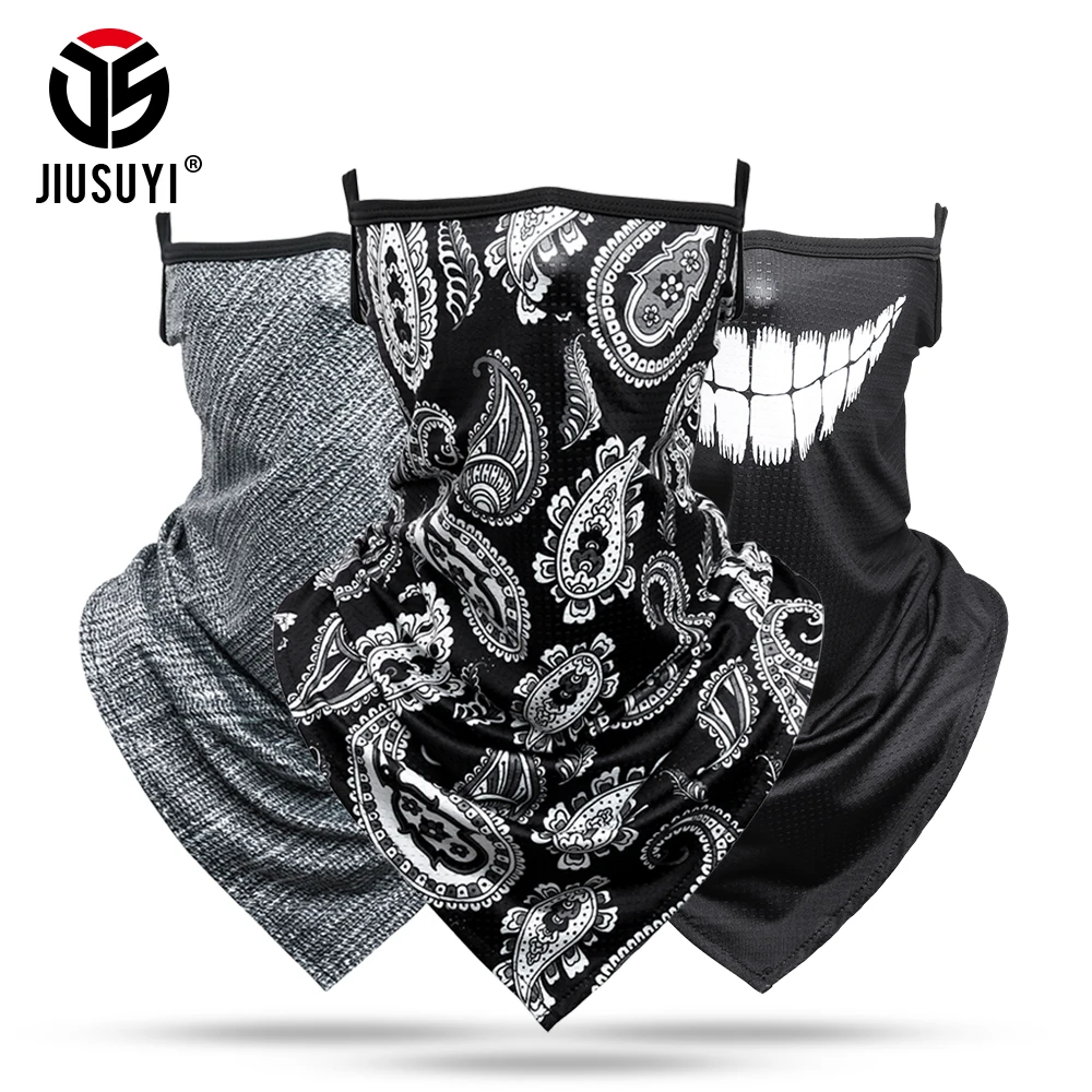 

Ice Silk Scarf Triangle Bandana Face Mask Shield Hanging Ear Breathable Quick-dry Skull Headband Tube Neck Gaiter Cover Men Girl