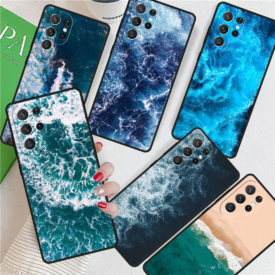 Blue Sea Ocean Waves For Samsung Galaxy S24 Ultra S21 S22 S8 S9 S10E Note 10 20 Plus FE S23 Phone case Cover Coque