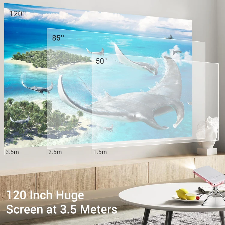 جهاز عرض صغير عالي الدقة محمول يعمل بنظام أندرويد 9 للمسرح المنزلي DLP Proyector Pocket عالي التجويف أجهزة عرض ذكية لاسلكية