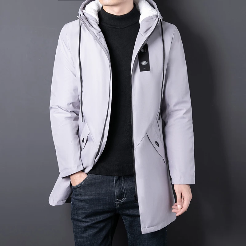 2024 Autumn New Classic Long Coat Men Winter Fleece Lined Trench Coat Men Korean Fashion Thick Warm Outwear Windbreaker Jacket