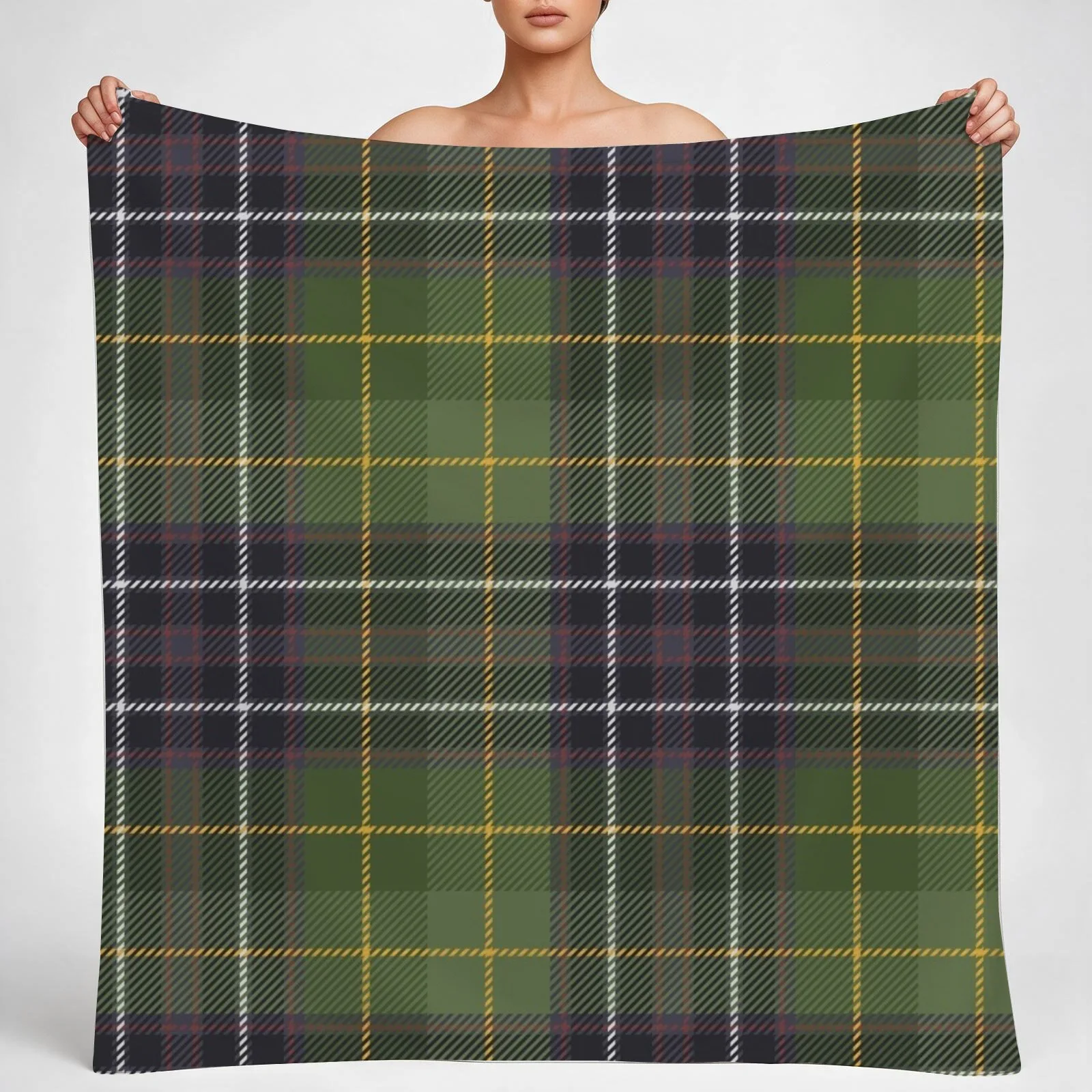 Green Tartan Throw Blanket couch cozy soft plush fuzzy picnic outdoor blanket