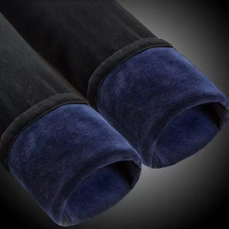 High Waist Velvet Thick Jeans Female Winter 2024 Skinny Stretch Warm Jeans Women Pants Black Denim Trousers 5XL X379