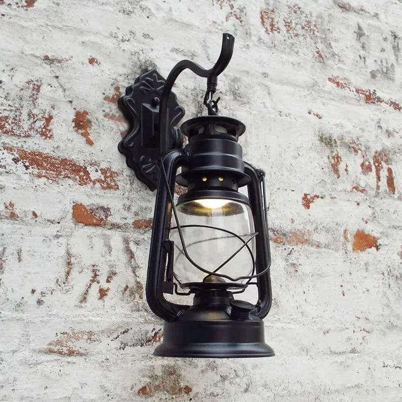 Retro Wall Lamp European Vintage Style Kerosene Lamp Beside Light for Bar Coffee glass  Led wall lights