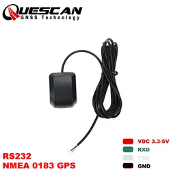 Quescan 3.3V-5V NMEA 0183 RS232 GPS Antenna Receiver NMEA0183 GPS for Marine Electronics,baud rate is 4800,1-10Hz