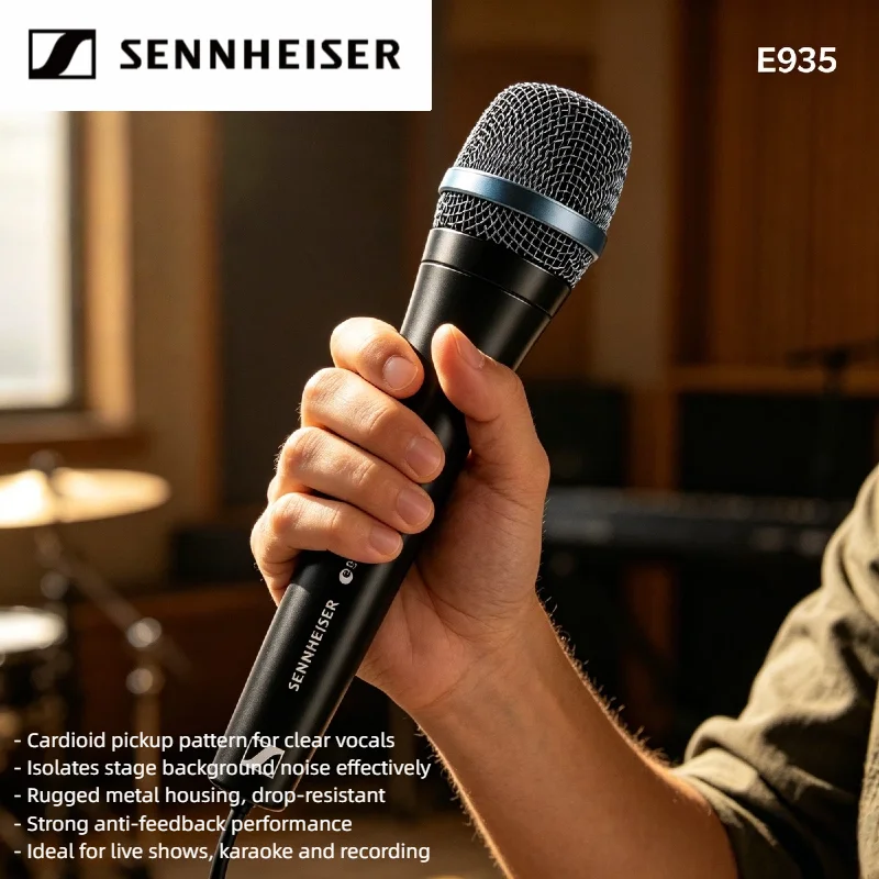 

In Stock Sennheiser E935 Professional Wired Cardioid Handheld Dynamic Vocal Mic for Stage Live Karaoke Studio 3PCS Set