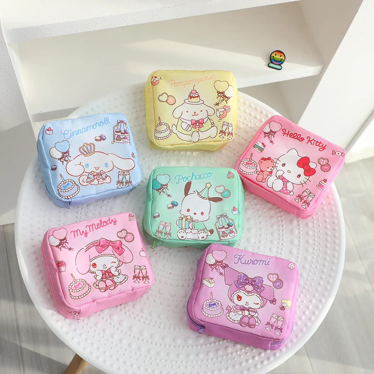 

Sanrio Hello Kitty Kuromi Portable Menstrual Bag Cute Girly Cartoon Cinnamoroll Pochacco Capacity Sanitary Napkin Storage Bag