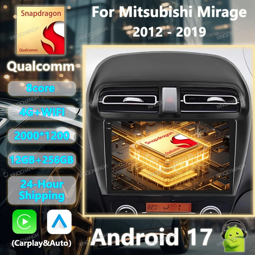 Android 17 Car Radio Carplay Auto For Mitsubishi Mirage Attrage 2012 2018 2019 Space Star 2014 Multimedia Video Player Head Unit