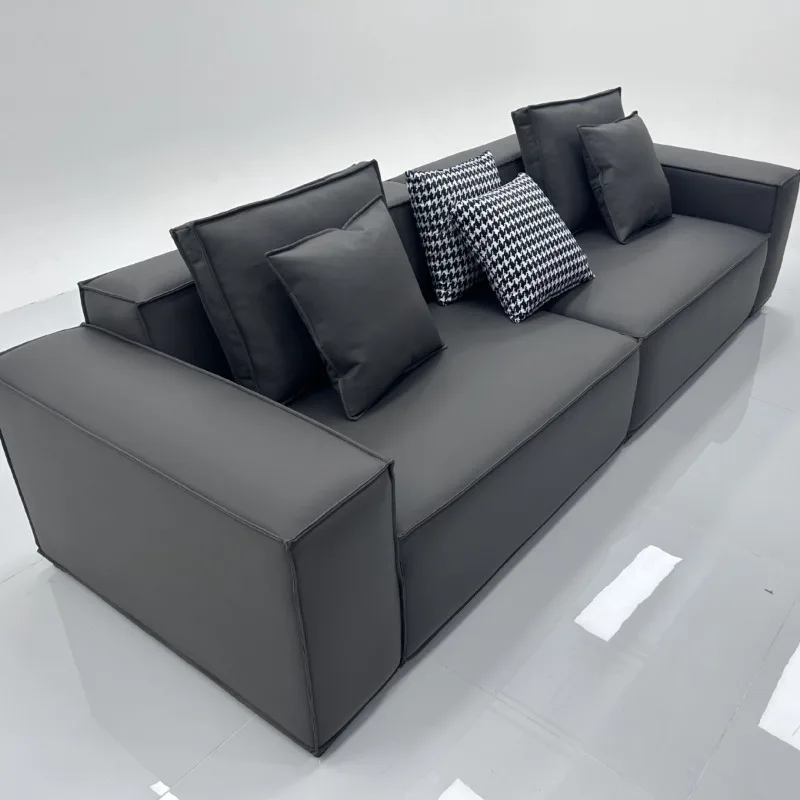 Italian minimalist modern tofu block big black cow sofa