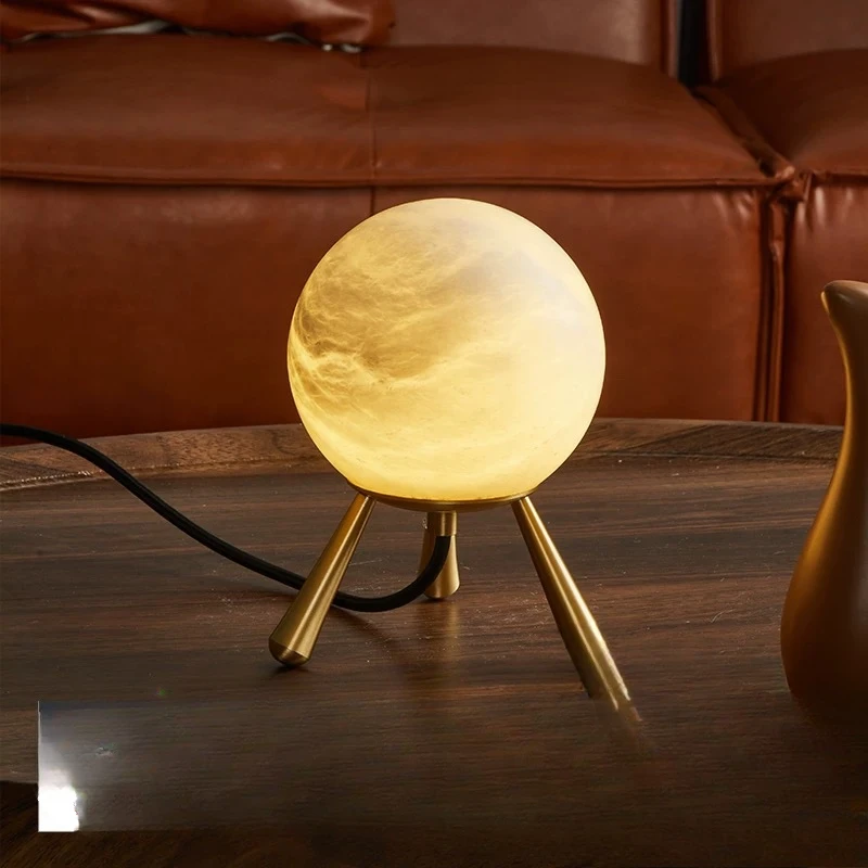 All Copper Marble Bedside Bar Desk Study Desk Simple Designer Creative Personality Decorative Desk Lamp