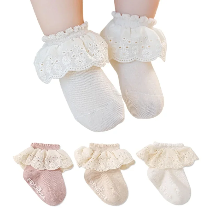 

Baby Girl Short Socks Newborn Infant Floral Princess Anti Slip Socks Kids School Student Uniform Socks Children Home Floor Shoes