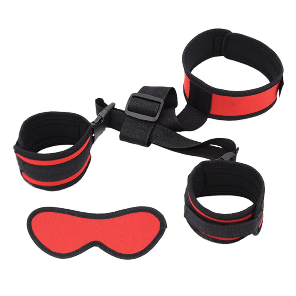 SM Slave BDSM Bondage Restraints Sex Bondage Neck Collar With Hand Cuffs Fetish Eye Mask Adult Sex Toys