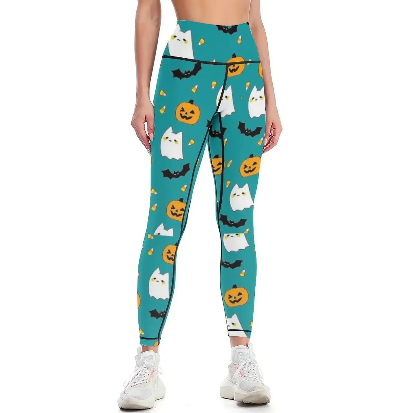 

Halloween Creepy Ghosts Skulls Cats Pattern Leggings Women sportwear legging push up Female legging pants Womens Leggings