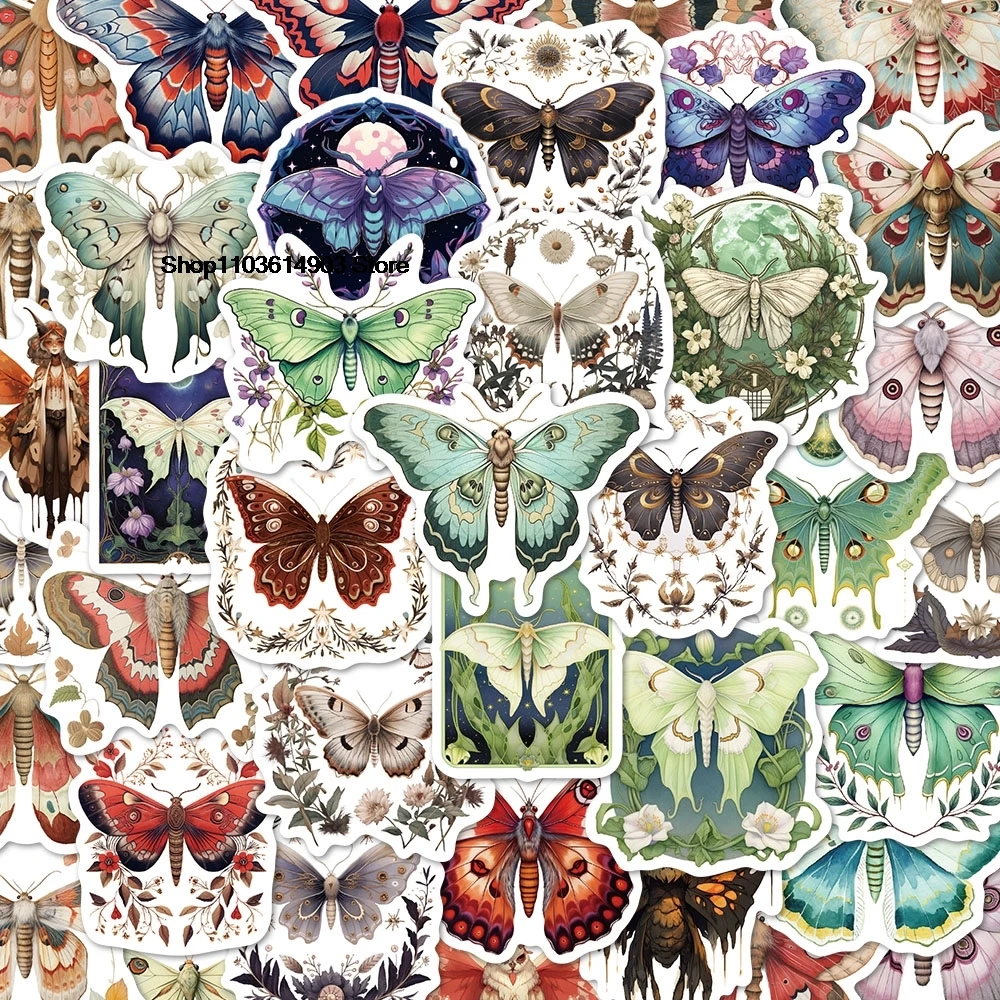 50PCS Colorful Moth Animal Cute Stickers pack aesthetic pegatinas home decoration adhesive children's room design girls room