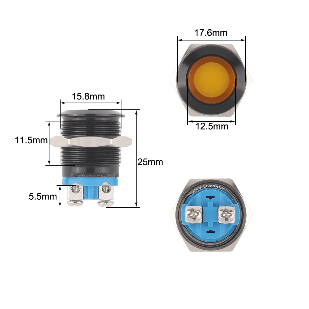 مؤشر ليد معدني مضاد للوهج للسيارة ، مؤشر معدني ، ألومينا سوداء ، إنتاج ذاتي الصنع ، 1 ، 16 ، 12 فولت ، 24 فولت ، العاصمة ، V ، V ، V ، AC ، AC ، 1 نو