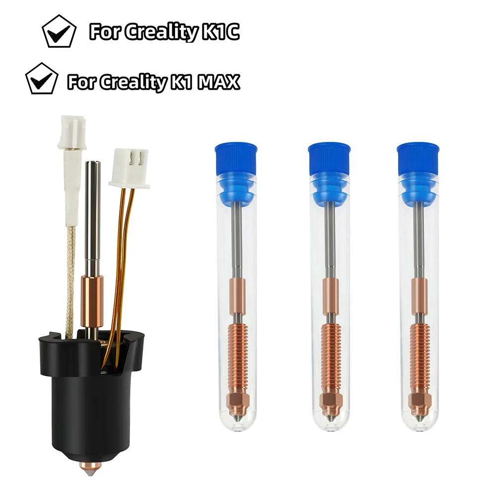 

Hotend For Creality K1C K1 MAX Ceramic Heating Block Kit 0.4mm Quick-Swap Integrated Nozzle High Flow Printing 3D Printer Parts