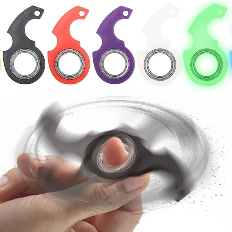 Luminous Keychain Spinner Stress Toy Keychain Metal Toy Kid Fingertip Spinning Keyring Finger Fidget Ring Relieving Boredom Gift