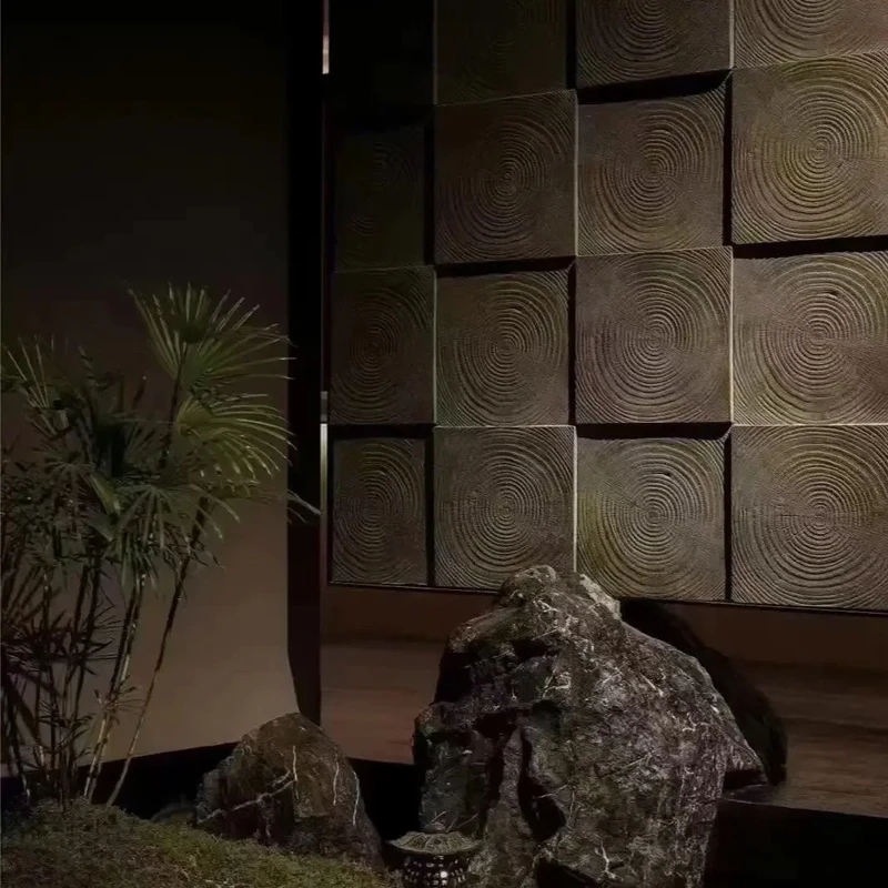 Light PU Annual Ring Wood Cement Decorative Wall Background Retro Wood Grain Exterior Cultural Stone Renovation Artificial Stone