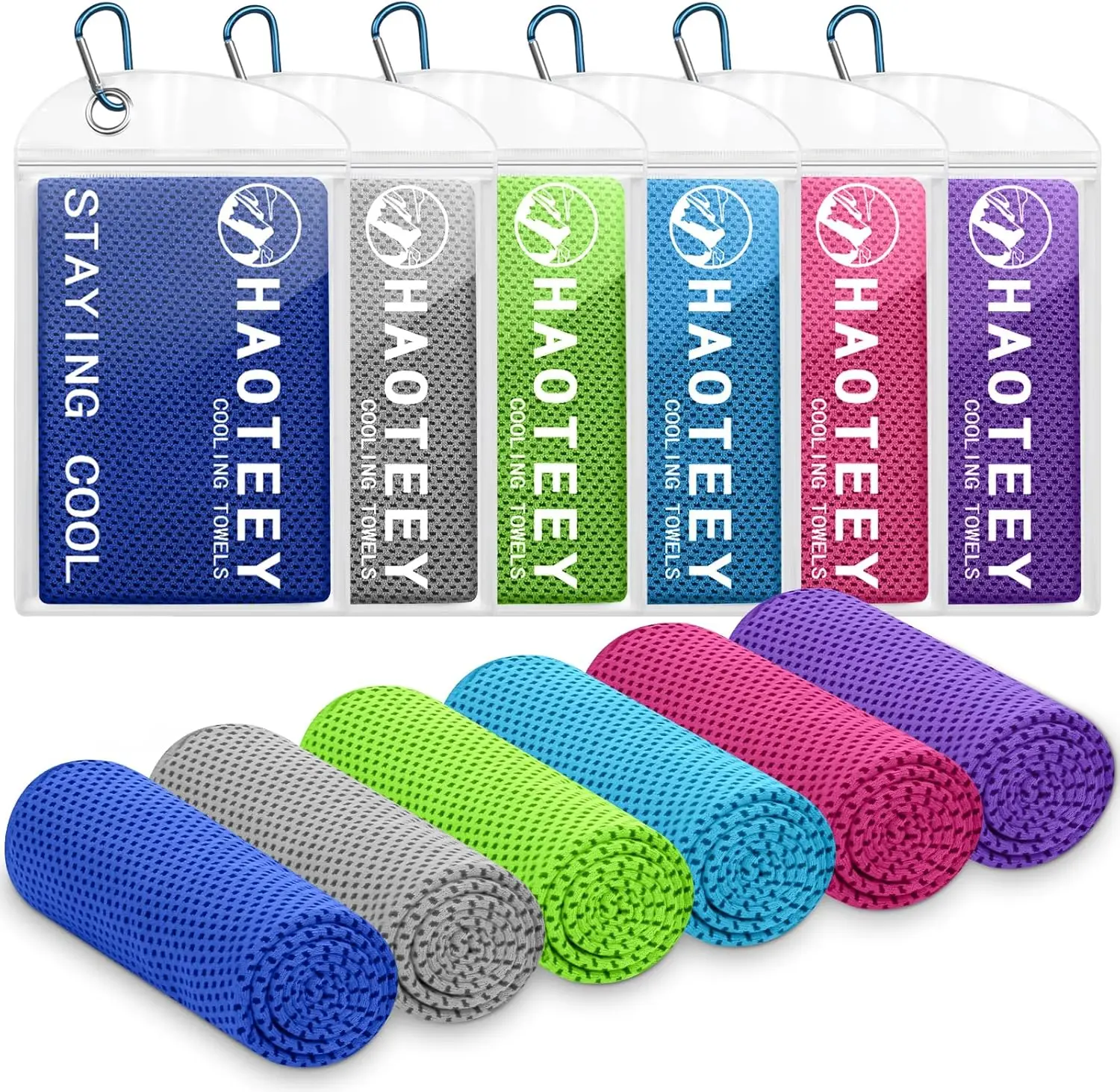 Paquete de 6 Toallas Refrescantes de 40"*12", Paños Refrescantes para Cuello y Cara para Clima Cálido, Deportistas, Yoga, Gimnasio, Golf