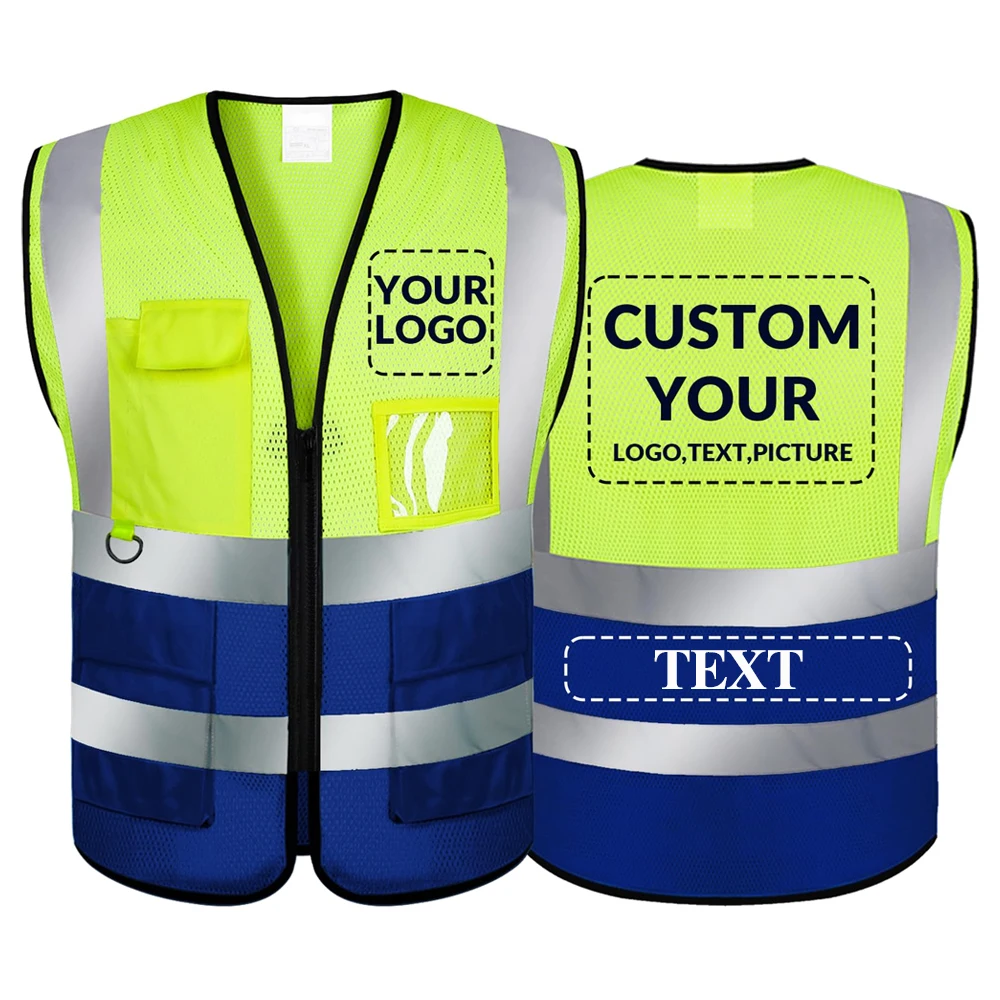 Breathable Mesh Work Vests for Women Men Construction Building Security Vest Working Clothes with Multi Pocket Zipper Front