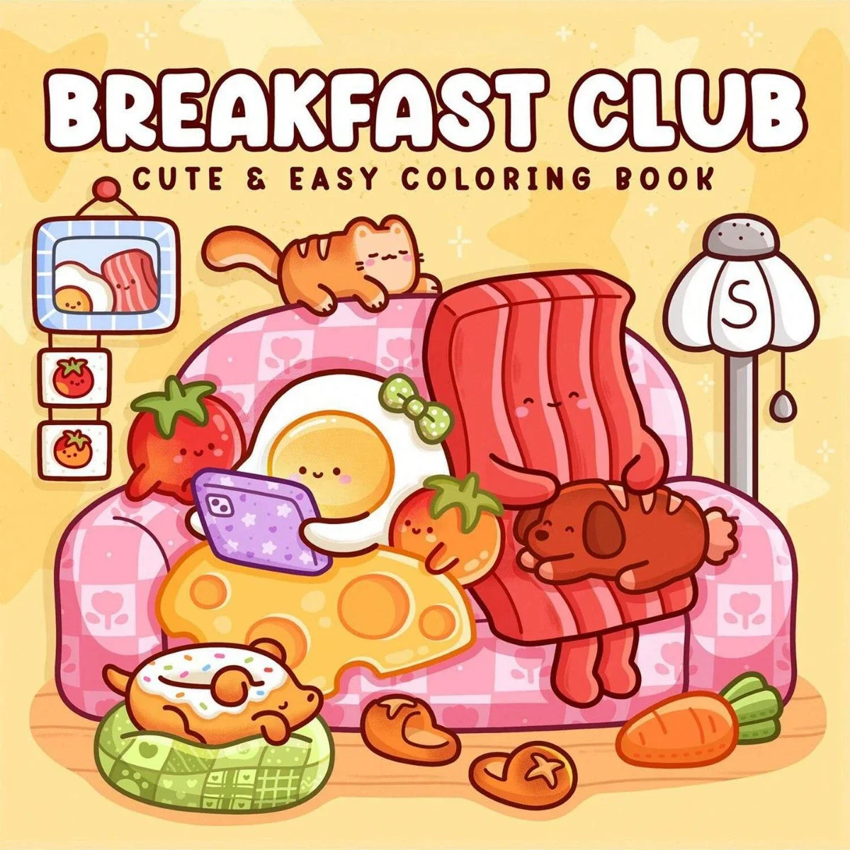 Adult Coloring Book - Breakfast Club Easy-Cute Design Cute Drawing Book - Perfect Gift for Christmas Party Birthday