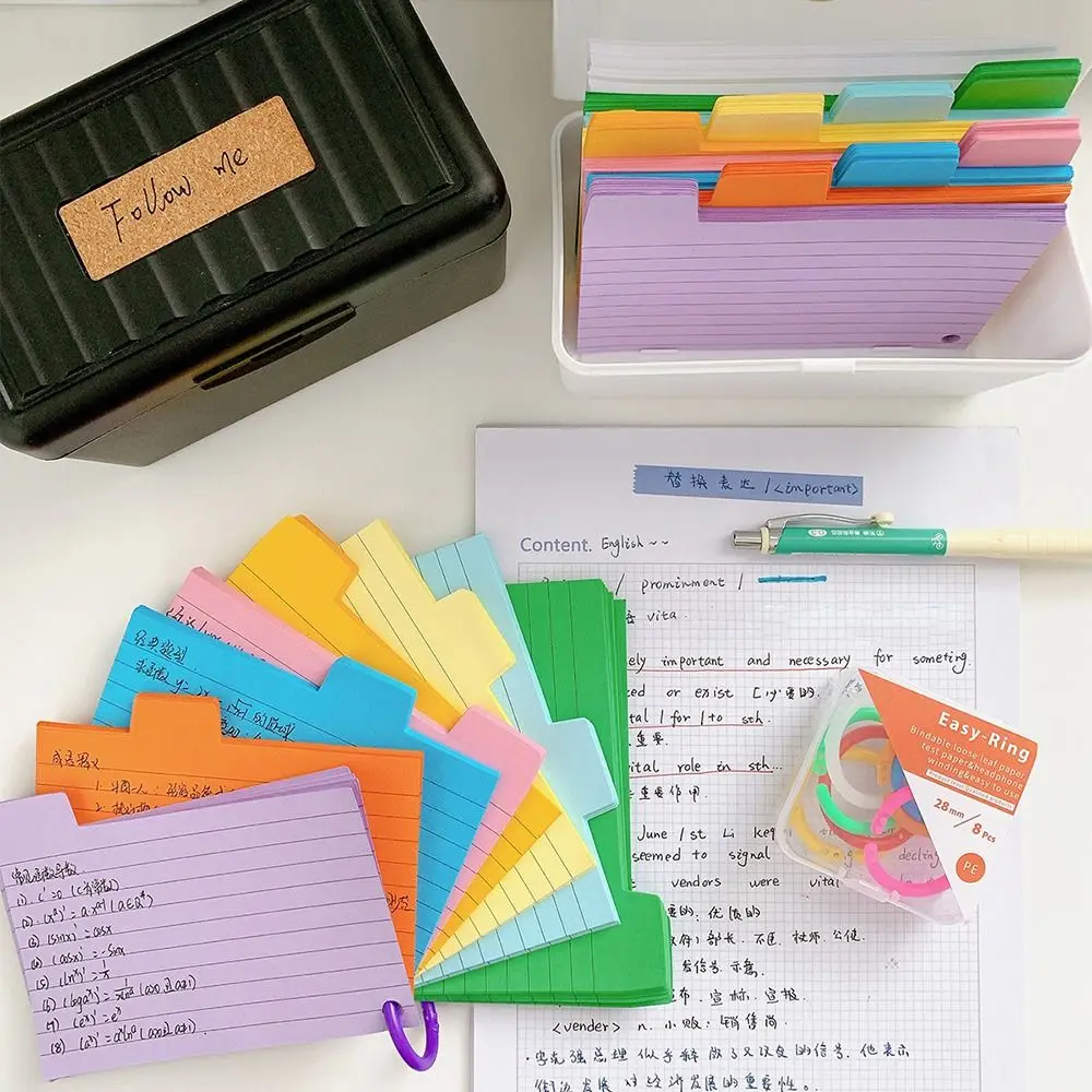 Horizontal Line Index Cards High Quality Binder DIY Memo Pads Colorful Pocket Notebook Gift