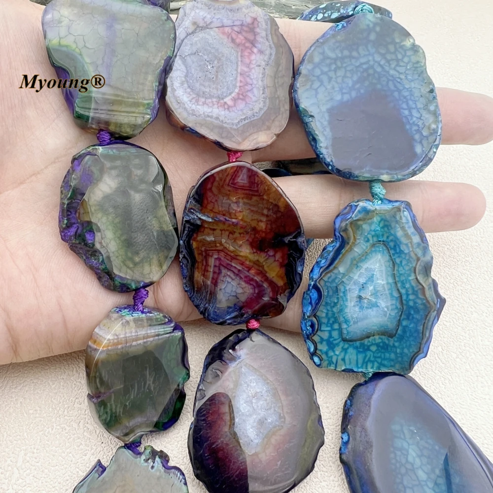 Large Irregular Freeform Fantastic Color Agates Slice Slab Pendant Beads For DIY Jewelry Making MY231008