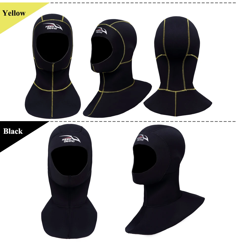 3mm Neopren Tauchen Haube Mit Schulter Schnorcheln Ausrüstung Hut Kappe Winter Schwimmen Warme Neoprenanzug Speerfischen – Detail 5