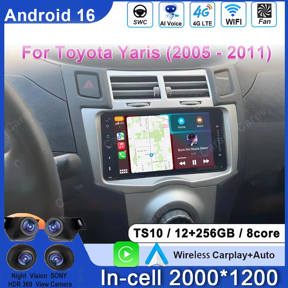 

7inch Car Radio For Toyota Yaris 2005 2006 2007 2008 2009 2010 2011 Android Auto Video Player GPS Navigation 4G WIFI 2din DVD