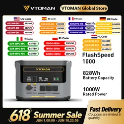 VTOMAN FlashSpeed 1000 Portable Power Station 2000W 828Wh LiFeP04 Battery For Outdoor Camping Tent Travel