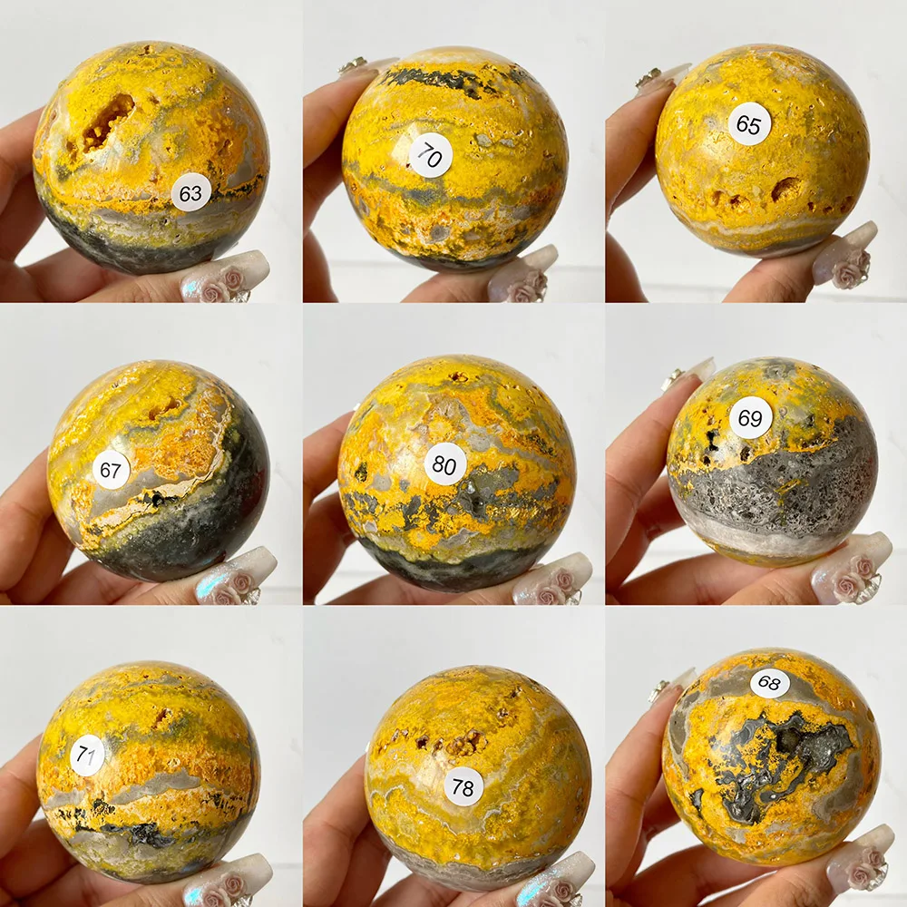 Natural Bumblebee Jasper Sphere Polished Mineral Crystal Ball Home Desktop Decor Specimen Gift