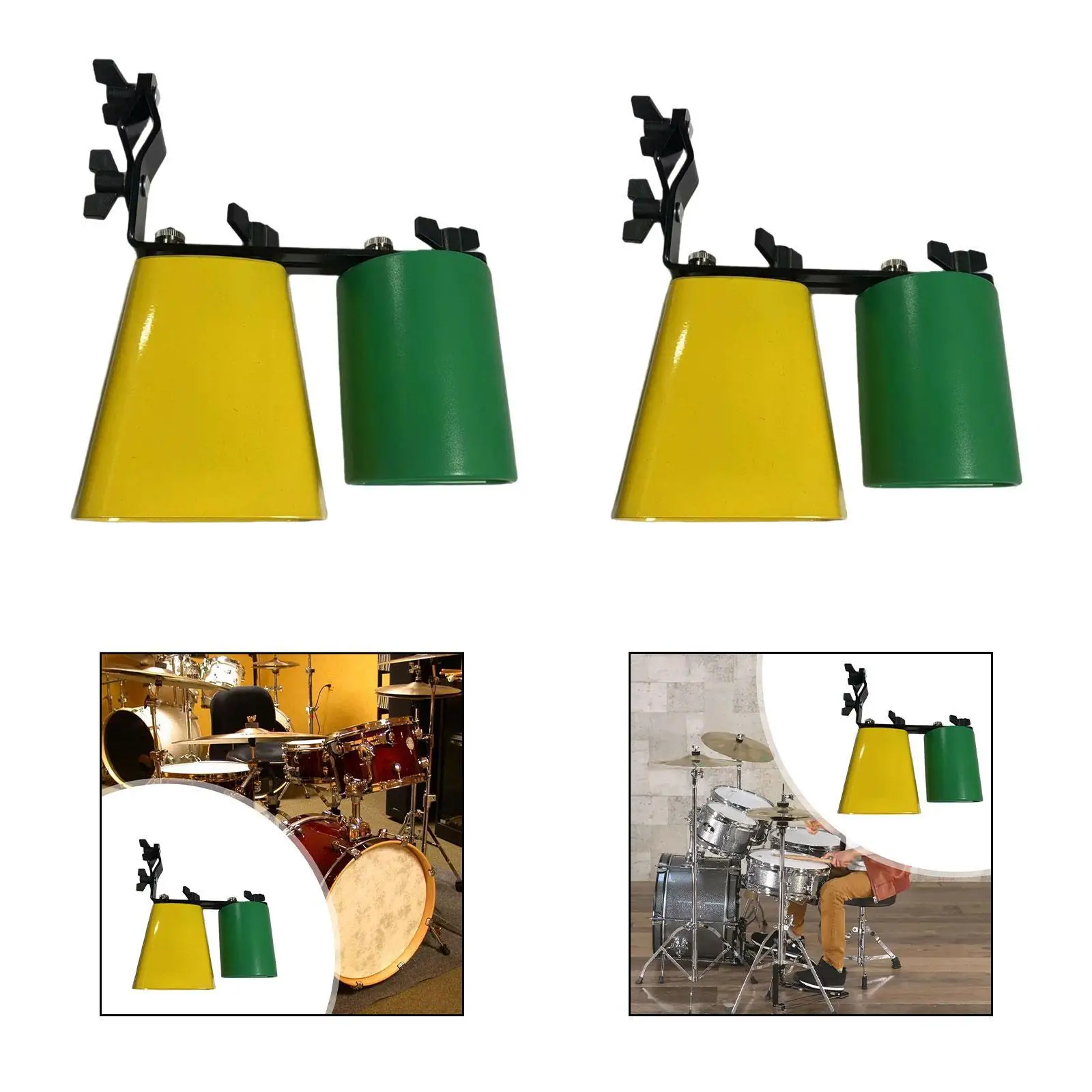 

Bicolor Cowbell Noisemaker Professional Easy to Install Pitched Double Mounted