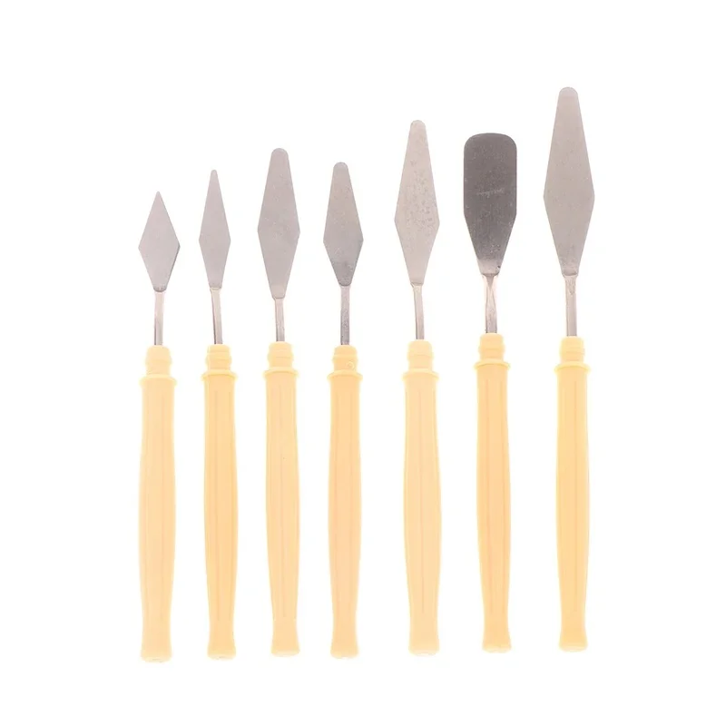1/2/3/4Set 7Pcs/Set Palette Knife Mixing Knife Scraper Art Tools Stainless Steel Oil Painting Knives Artist Crafts Spatula