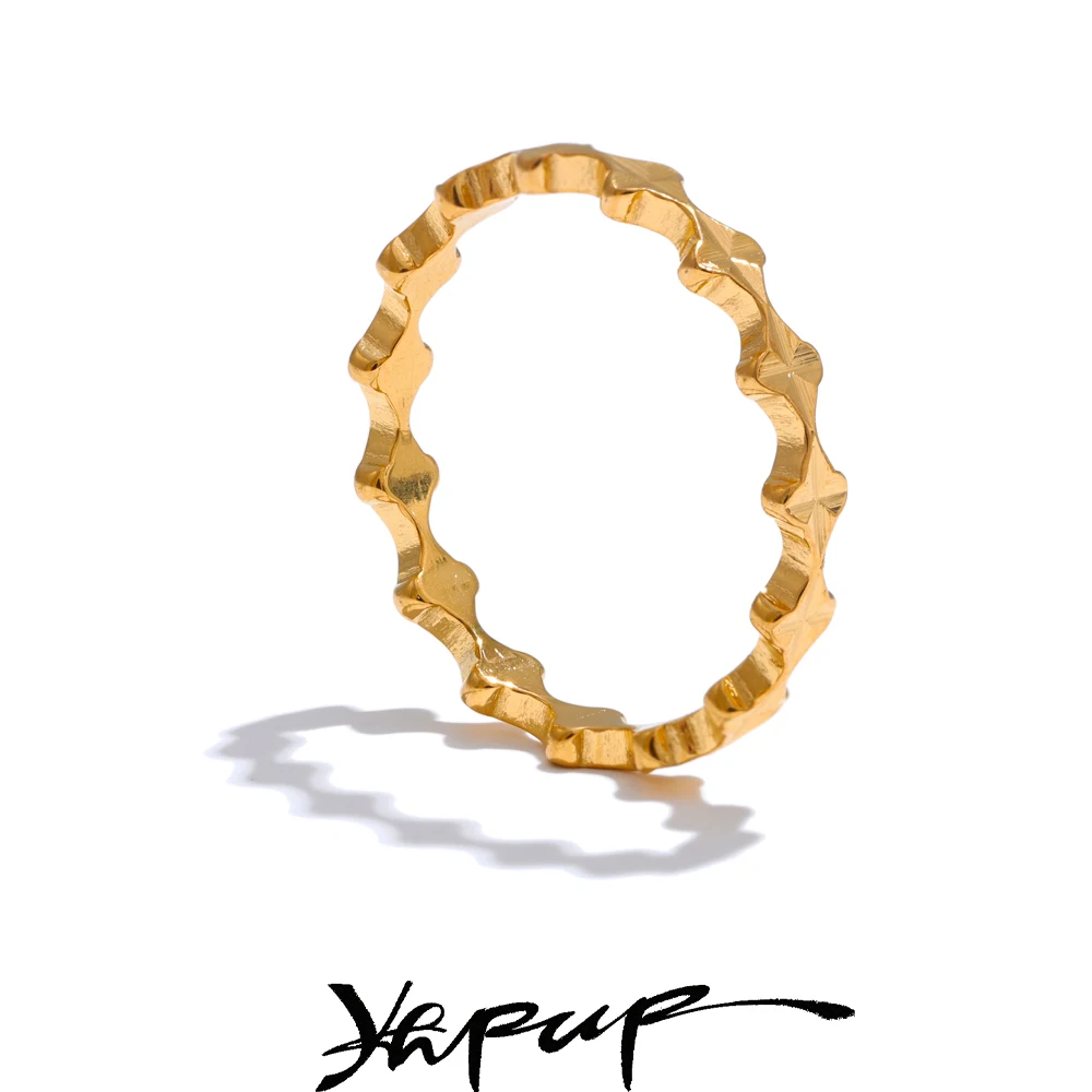

Yhpup Minimalist Stainless Steel Thin Geometric Ring Gold Silver Color Fashion Versatile Daily Jewelry Accessories