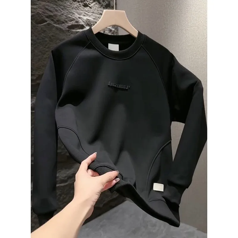 Fashionable Korean Style Men's Long Sleeve round Neck Letter Screen Print Sweatshirt Comfortable Casual Base Shirt Design