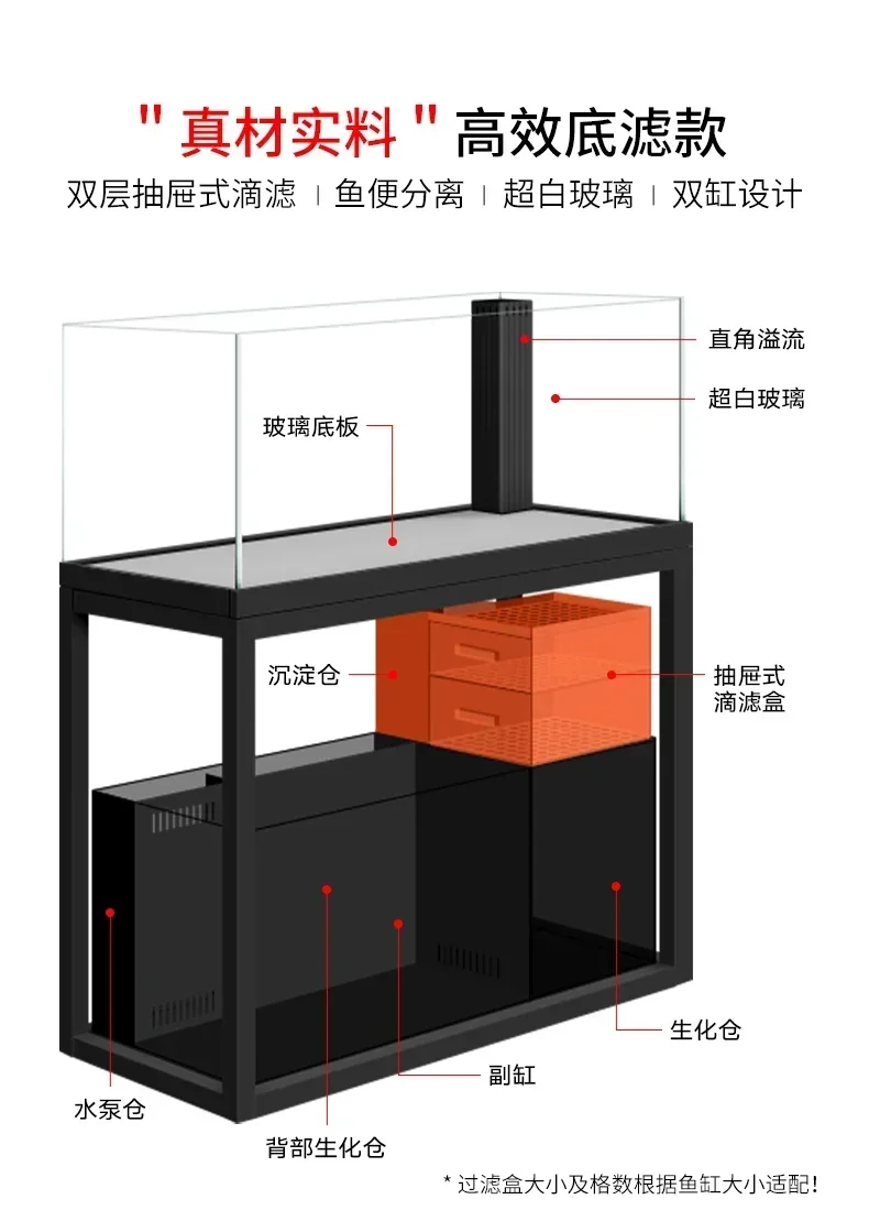 AADouble Tank South American Black Water Tank Creative Landscaping Three Lakes Cichlid Ecological Fish Tank Aquarium