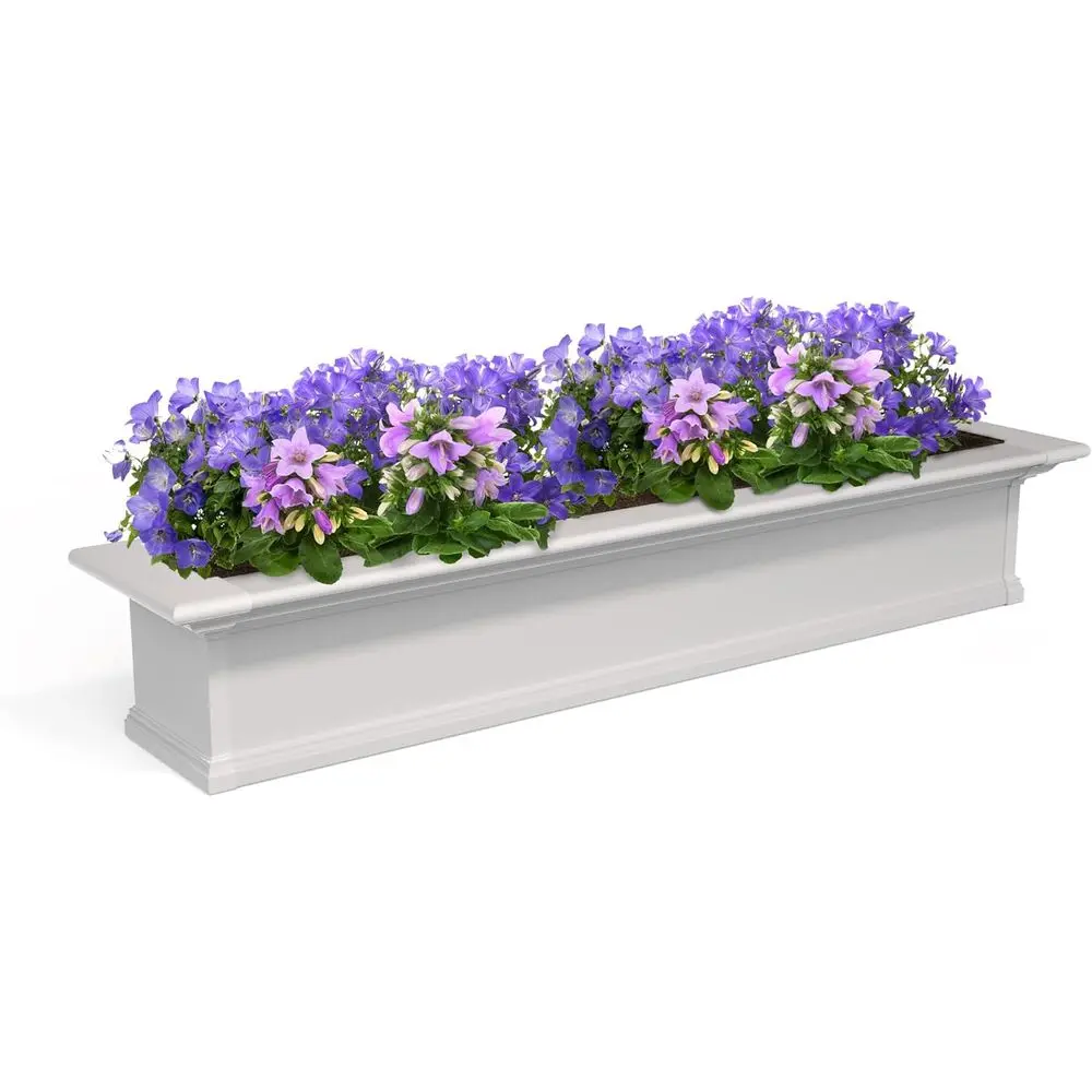 Yorkshire 5t Window Box - White - 60in L x 12in W x 10in H - with 1.25 Gallon Built-in Water Reservoir