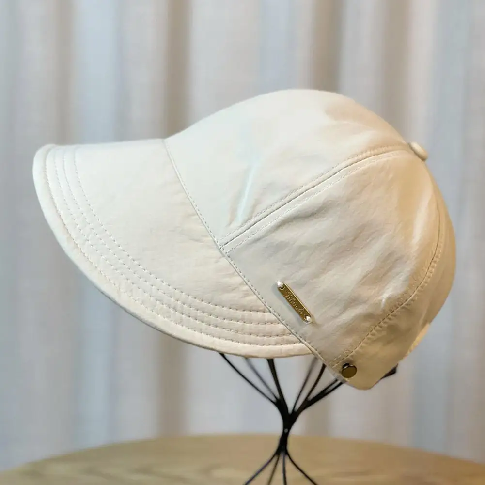 Damen-Fischerhut mit breiter Krempe, UV-Schutz, Pferdeschwanz-Sonnenhut, verstellbar, aus Polyester, für Outdoor-Reisen, Strand, Angeln, Visier, Bucket Cap – Detail 14